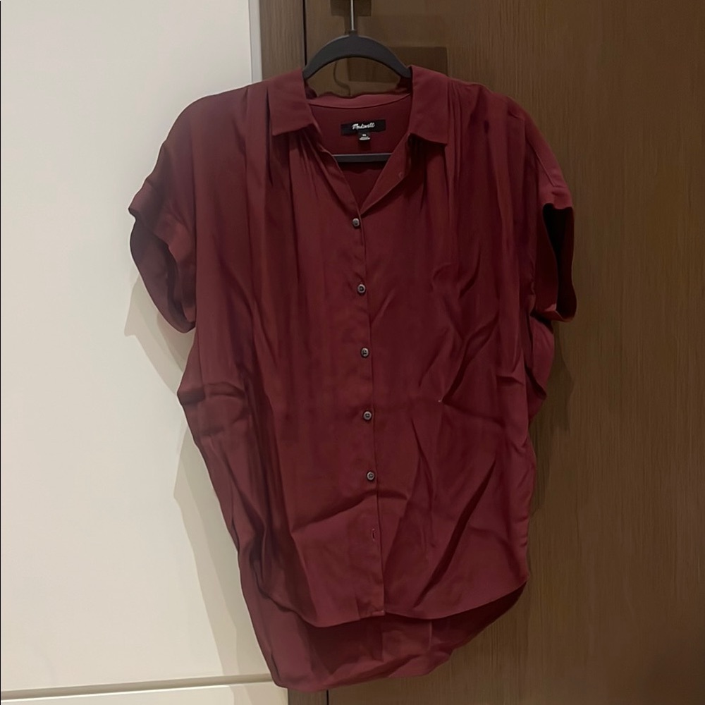 Madewell Maroon Button-Up Blouse